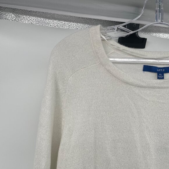 Apt.9 Womens Glitter Pullover Sweater Long Sleeve Ivory Size XL New - Picture 5 of 9